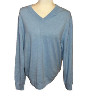David Bishop V-Neck Blue Cashmere Sweater L